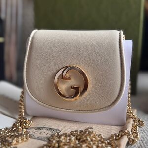 Gucci Blondie Cream Leather Crossbody/wallet on chain